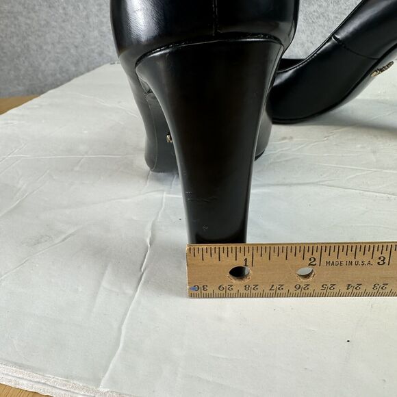 Massimo Dutti - Black Leather Square Toe Block Heel - Slip On Size 39 Pump Shoes - Picture 12 of 12